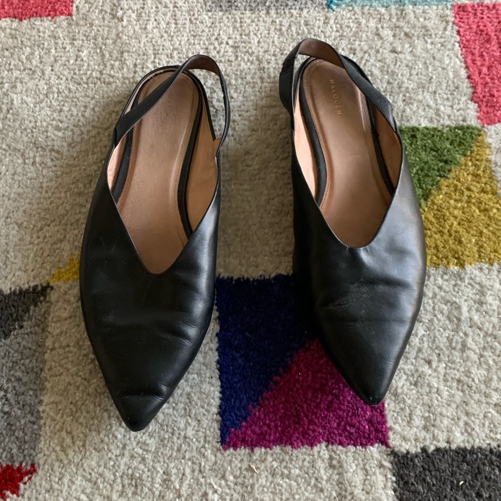 Halogen sling back pointed toe black flats